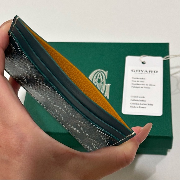 Auth Goyard St Sulpice Card Holder Green - Picture 2 of 3